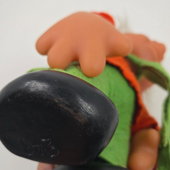 Vintage 1989 Dam Large Boy Troll with Felt Clothes & Hat White Hair Denmark 10" - Picture 12 of 12